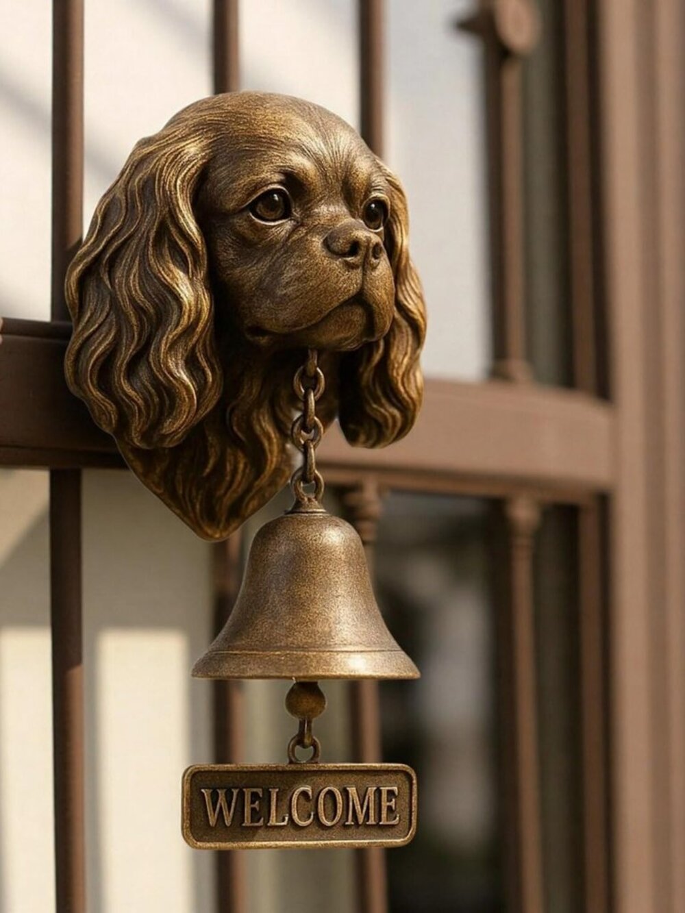 King Charles Spaniel Welcome Doorbell Wall Mount Metal Bell
